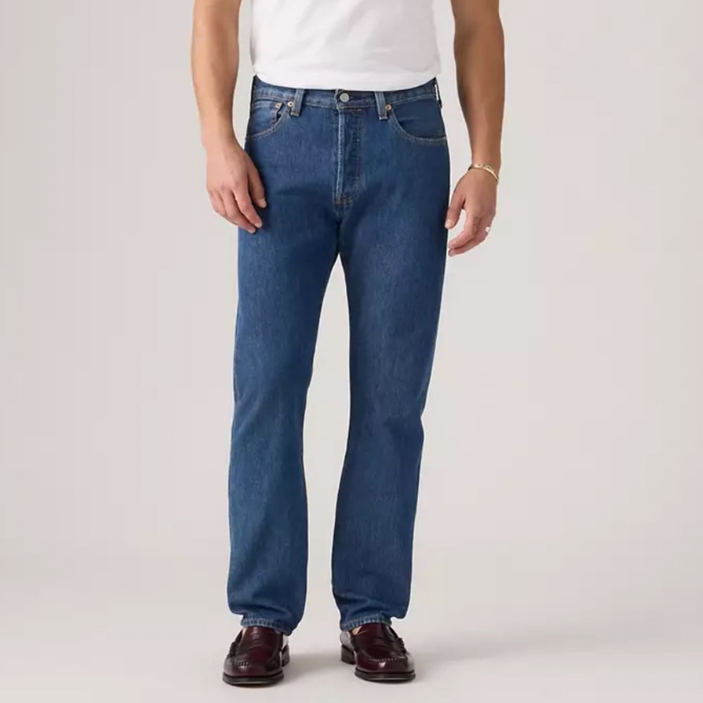 NWOT Levi's Men 501 Original Fit Button Fly Jeans, Dark Stonewash Size 33 X 32